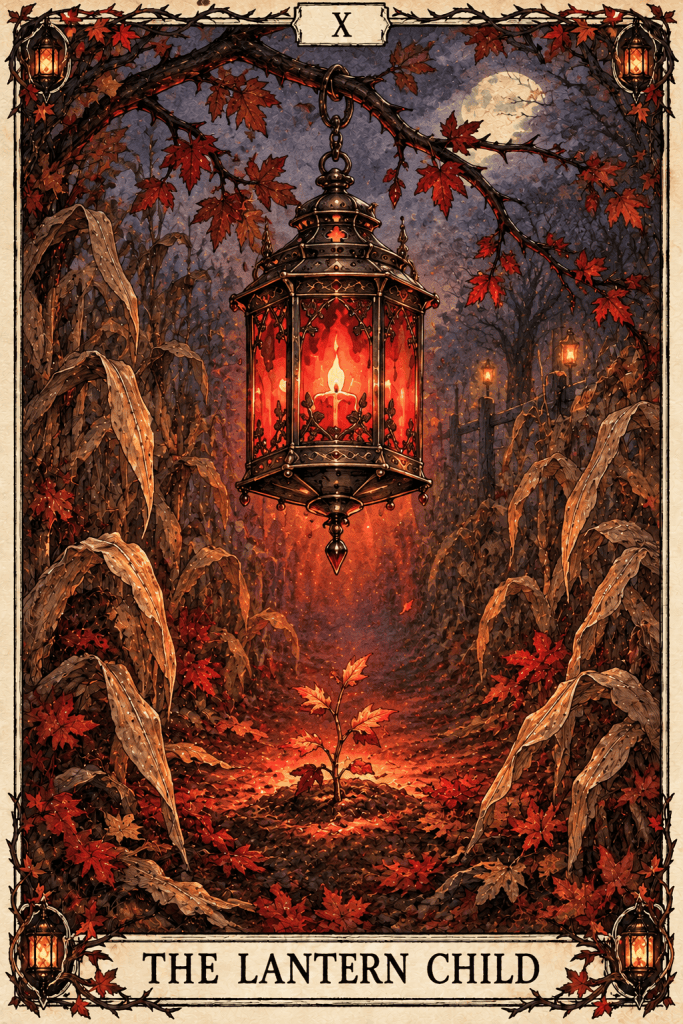 Crimson lantern over withered fields