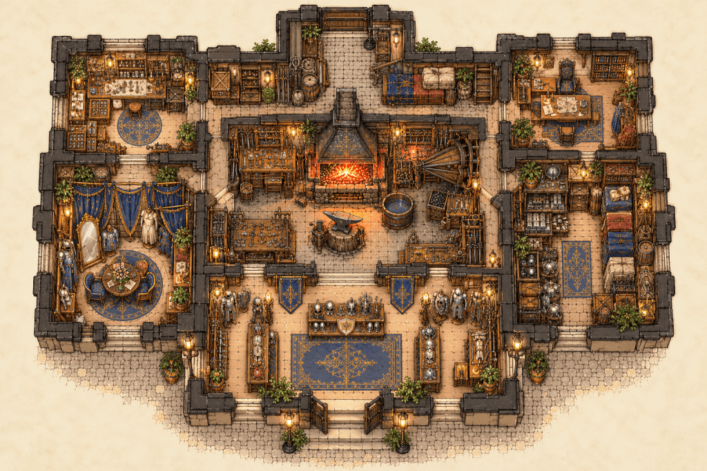 Color overhead map of Rock Hard Smithing.