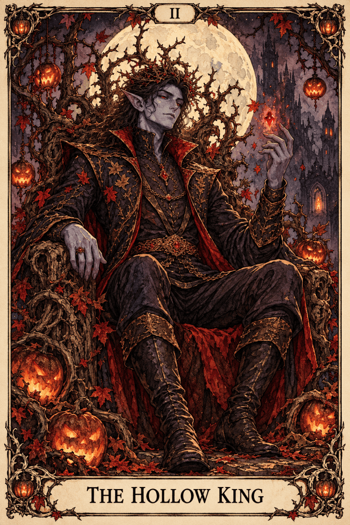 The hollow king in moonlit thorns